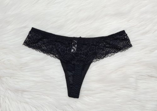 Fekete csipkés tanga, S-XL-ig
