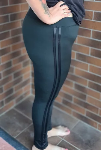 Fekete csíkos leggings, XL-5XL-ig